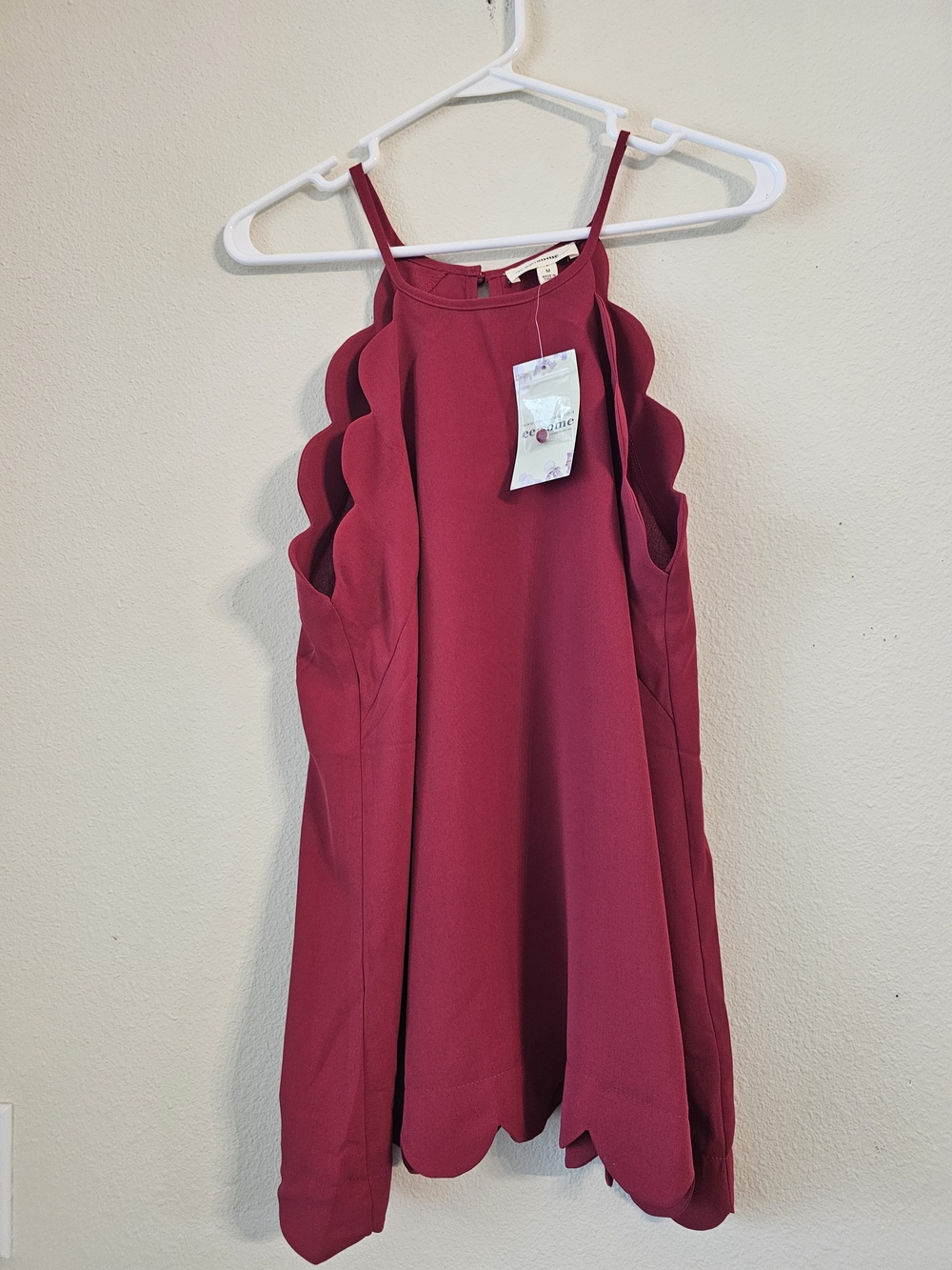 eesome Raspberry Scallop-Edge A-Line Tank